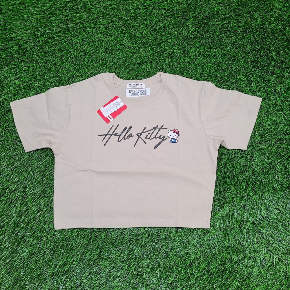 Hello-Kitty Cat Cropped Shirt Teens M/L 18X17 Japanese TV-Show